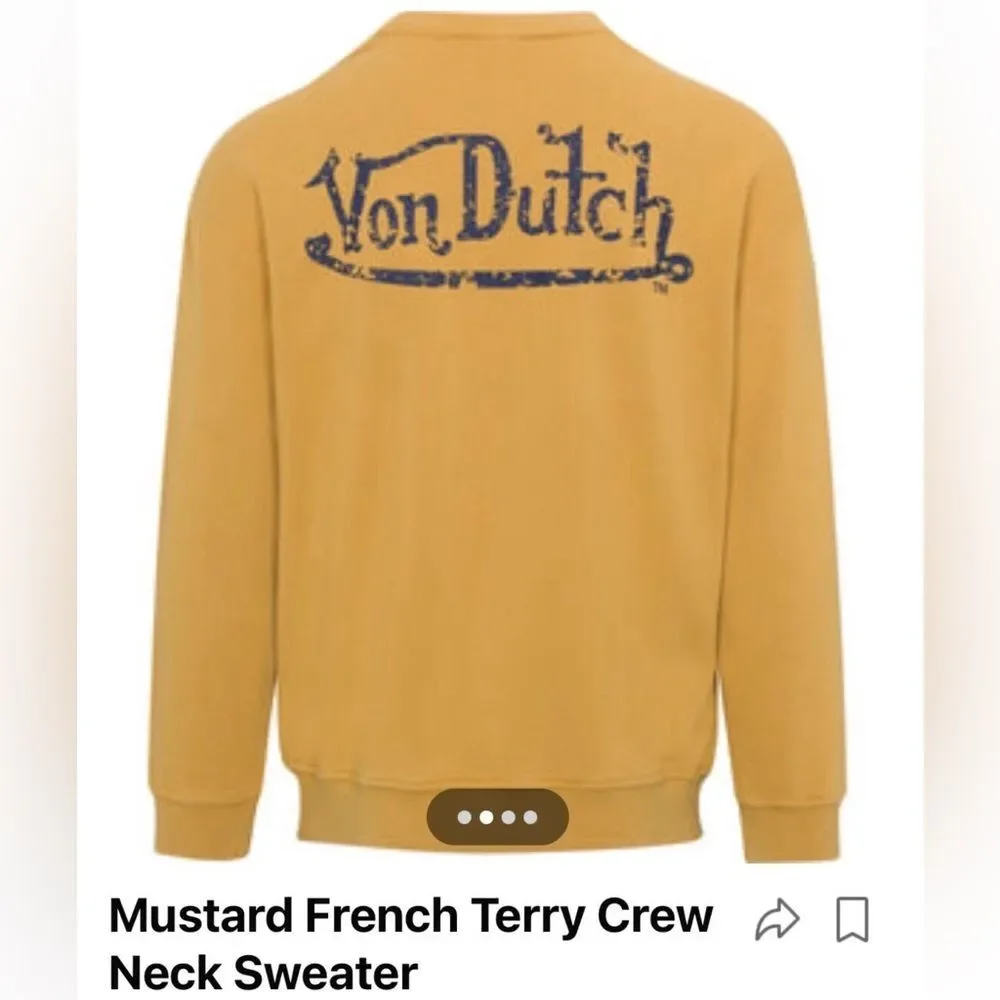 Von Dutch Mustard French Terry Crew Neck